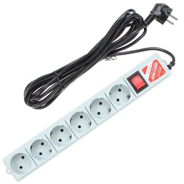 Сетевой фильтр 6 гнезд, 5 м, 5 р с з/к +1 р без з/к, 2.2 кВт, Power Cube, 330080