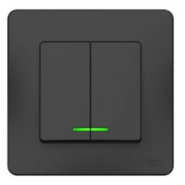 Schneider Electric BLANCA С/У 2-клавишный выключатель (cх.5) с подсв., 10А, 250B, антрацит (2шт)