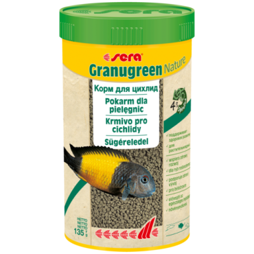 Корм для цихлид растительноядных Sera Granugreen Nature, гранулы, 1000 л, 565 гр