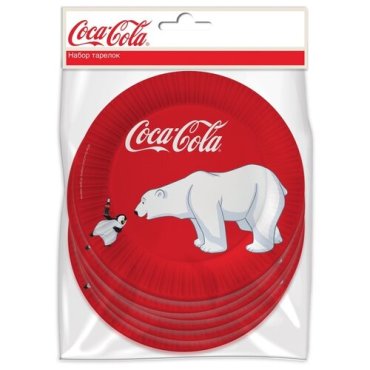 Набор бумажных тарелок «Мишки-1», Coca-Cola, набор, 6 шт, d=230 мм