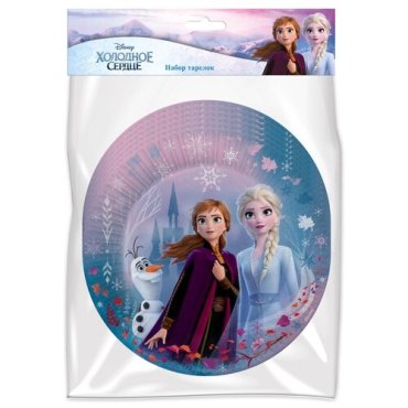 Frozen 2 Холодное сердце 2. Набор одноразовых бумажных тарелок, Эльза и Анна 3, 6 шт d=180 мм ND PLAY