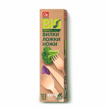 Набор столовых приборов Grifon Эко, 18 пр, дерево