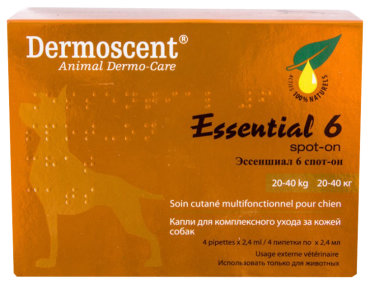 Капли для собак 20-40 кг Dermoscent Essential 6 spot-on, 4 пипетки