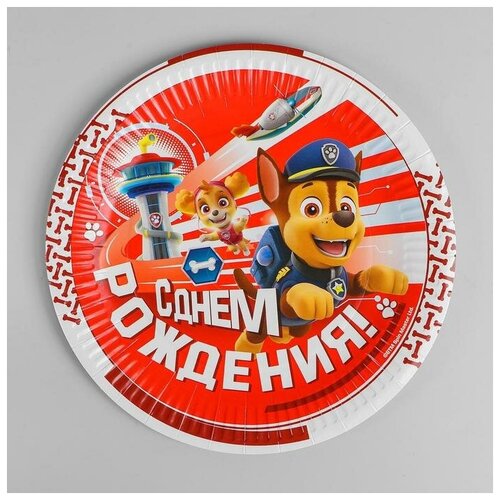 Тарелка бумажная «Щенячий Патруль. С днём рождения!», 23 см, набор 6 шт.