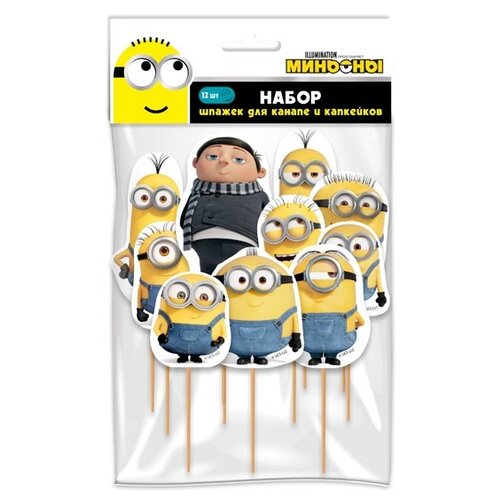 Набор шпажек ND PLAY Minions 2 3D дизайн для канапе и капкейков 12 шт
