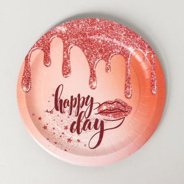 Тарелка бумажная happy day, 23 см, набор 6 шт. No brand
