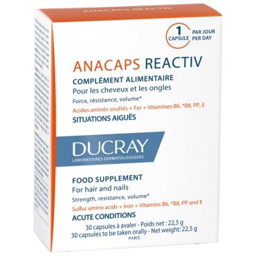 Ducray Биологически активная добавка к пище д/волос и кожи головы Reactiv, 30 капсул (Ducray, Anacaps)