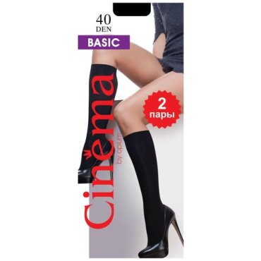Капроновые гольфы Cinema by opium Basic 40 den, 2 пары, размер one size, nero