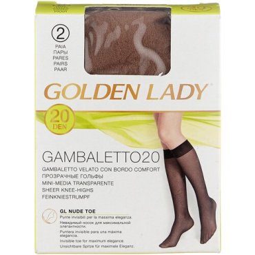 Капроновые гольфы Golden Lady Gambaletto 20 Den, 2 пары, размер 0 (one size), daino