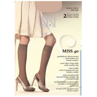 Капроновые гольфы Sisi Miss 40 den New, 2 пары, размер 0 ( one size), miele