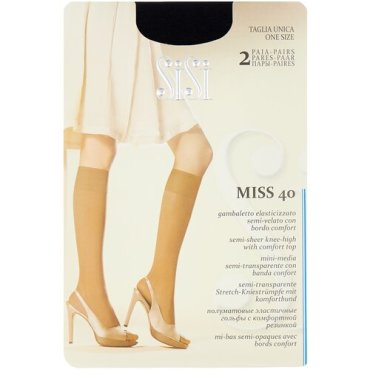 Капроновые гольфы Sisi Miss 40 den New, 2 пары, размер 0 ( one size), nero
