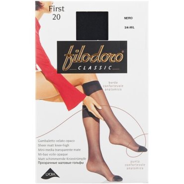 Капроновые гольфы Filodoro Classic First 20 Den, размер 3/4 M/L, nero