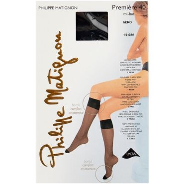 Капроновые гольфы Philippe Matignon Premiere 40 den mi-bas, размер 1/2 (S/M), nero