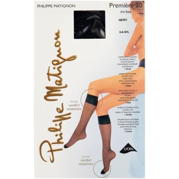 Капроновые гольфы Philippe Matignon Premiere 20 den mi-bas, размер 3/4 (M/L), nero