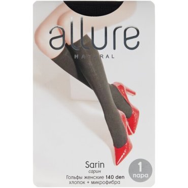 Капроновые гольфы ALLURE Sarin 140 den, размер универсальный, nero