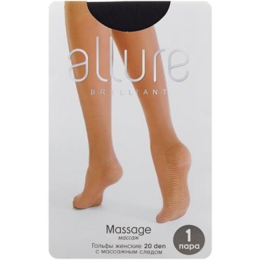 Капроновые гольфы ALLURE Massage 20 den, размер универсальный, nero