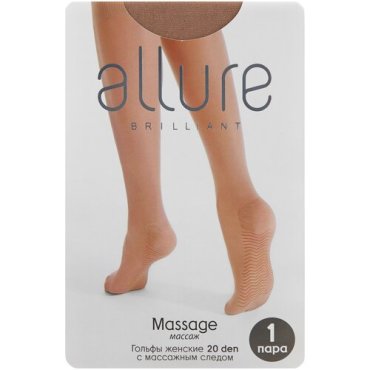 Капроновые гольфы ALLURE Massage 20 den, размер универсальный, glase