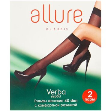 Капроновые гольфы ALLURE Verba 40 den, 2 пары, размер универсальный, glase