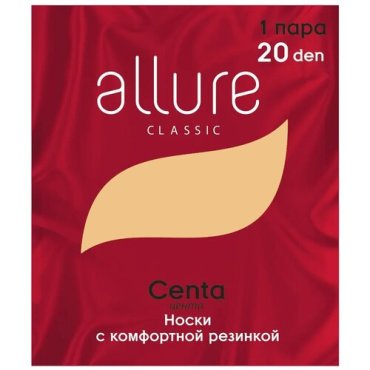 Капроновые носки ALLURE Centa 20 den, размер универсальный, glase