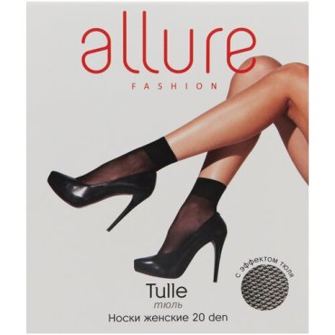 Капроновые носки ALLURE Tulle 20 den, размер универсальный, nero
