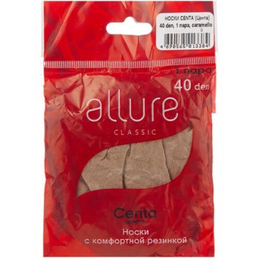 Капроновые носки ALLURE Centa 40 den, размер универсальный, caramello
