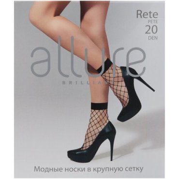 Капроновые носки ALLURE Rete maxi 20 den, размер универсальный, nero