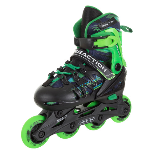 Коньки роликовые Reaction Galaxy Boy ABEC 3 кол.:64мм 82А р.:28-31 черный/зеленый (S19ERERS006-BU)