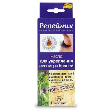 Floresan, Масло для бровей и ресниц «Репейник», 8 мл