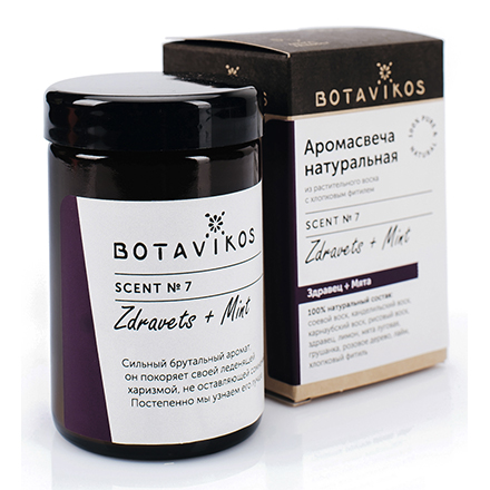 Botavikos, Аромасвеча «Здравец-мята», 90 г