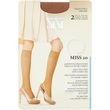 Капроновые гольфы Sisi Miss 20 den New, 2 пары, размер 0 ( one size), miele