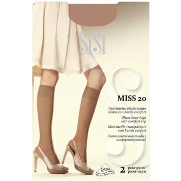 Капроновые гольфы Sisi Miss 20 den New, 2 пары, размер 0 ( one size), daino