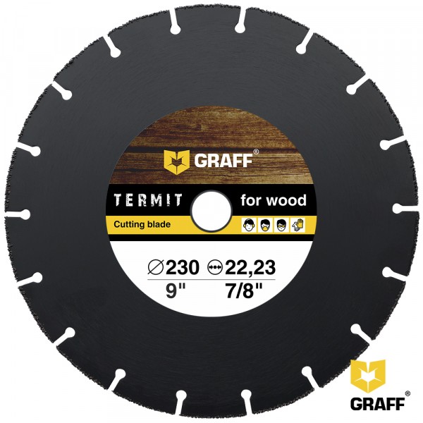 диск отрезной по дереву для ушм, 230*2*22.23, graff termit230