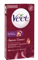 Veet полоски восковые д/депиляции (д/деп.бикини аромат розы №14)