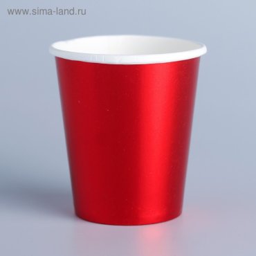 Стакан бумажный, набор 6 шт., цвет красный