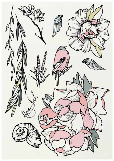 Переводные тату Miami Tattoos Garden by Nora Ink
