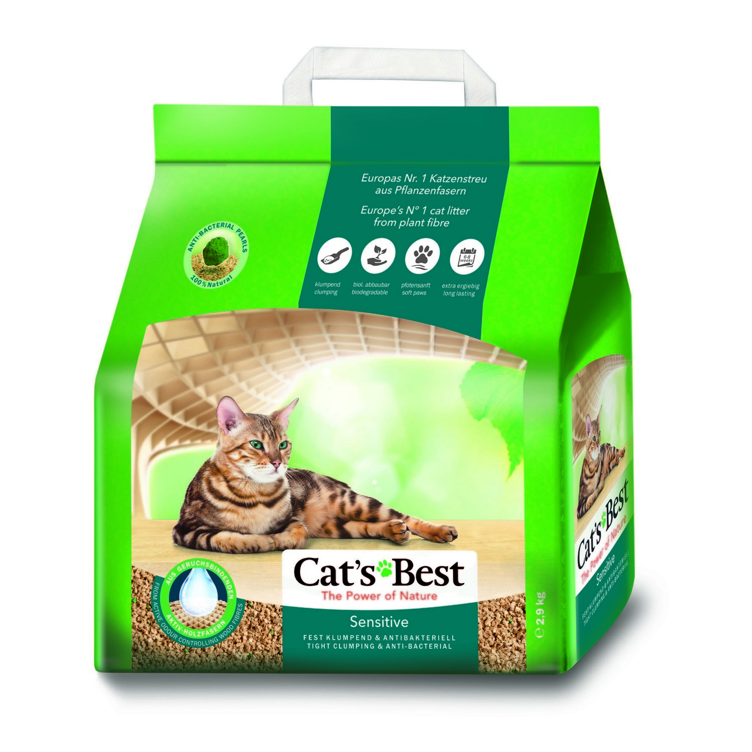 Cat's Best комкующийся древесный наполнитель для кошек и котят, 8л (2,9 кг)