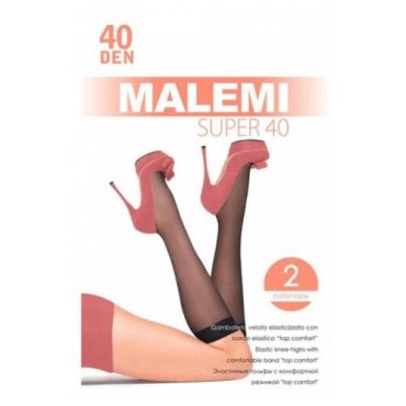 Капроновые гольфы Malemi Super 40, 2 пары, размер ONE SIZE, nero