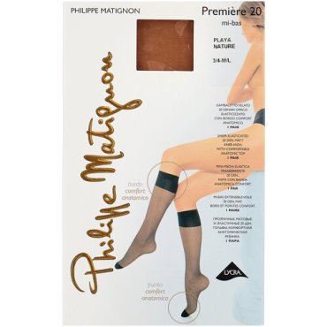 Капроновые гольфы Philippe Matignon Premiere 20 den mi-bas, размер 3/4 (M/L), playa nature