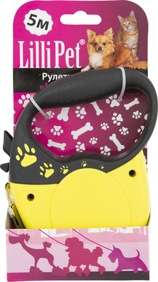 Поводок-рулетка Lilli Pet для собак S 5м 30кг желтый