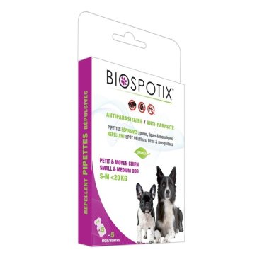 Капли для собак против блох, вшей, клещей Biospotix Dog Spot, 5 пипеток, 1 мл
