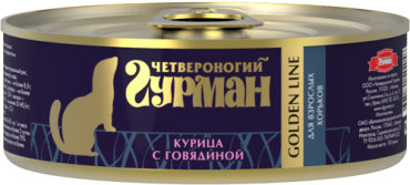 Влажный корм для хорьков Четвероногий Гурман Golden line Курица с говядиной 0,1 кг