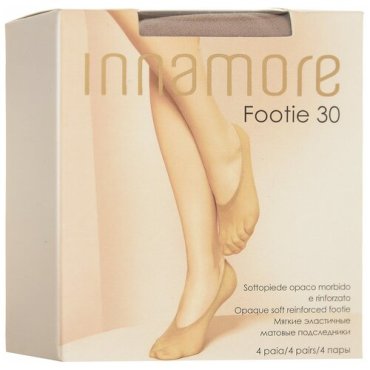 Капроновые подследники Innamore Footie 30 den, 4 пары, размер UNI, miele