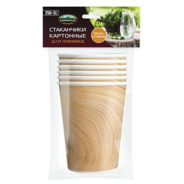 Бумажные стаканы Пикничок 250ml 6шт 401-929