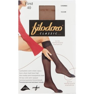 Капроновые гольфы Filodoro Classic First 40 Den, размер 1/2 S/M, cognac