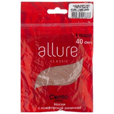 Капроновые носки ALLURE Centa 40 den, размер универсальный, glase