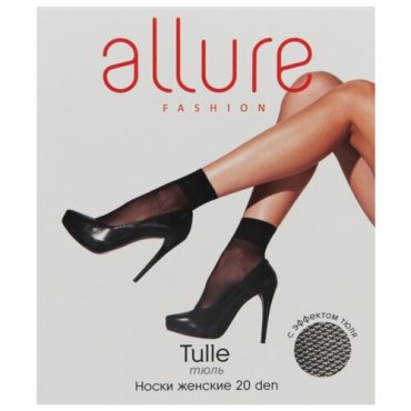 Капроновые носки ALLURE Tulle 20 den, размер универсальный, nero