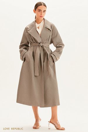 Oversize тренч в клетку