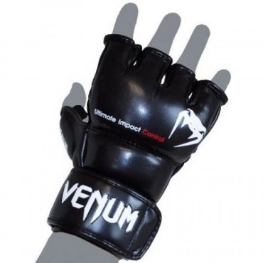 Перчатки ММА Venum Impact MMA Gloves - Skintex Leather Black Venum