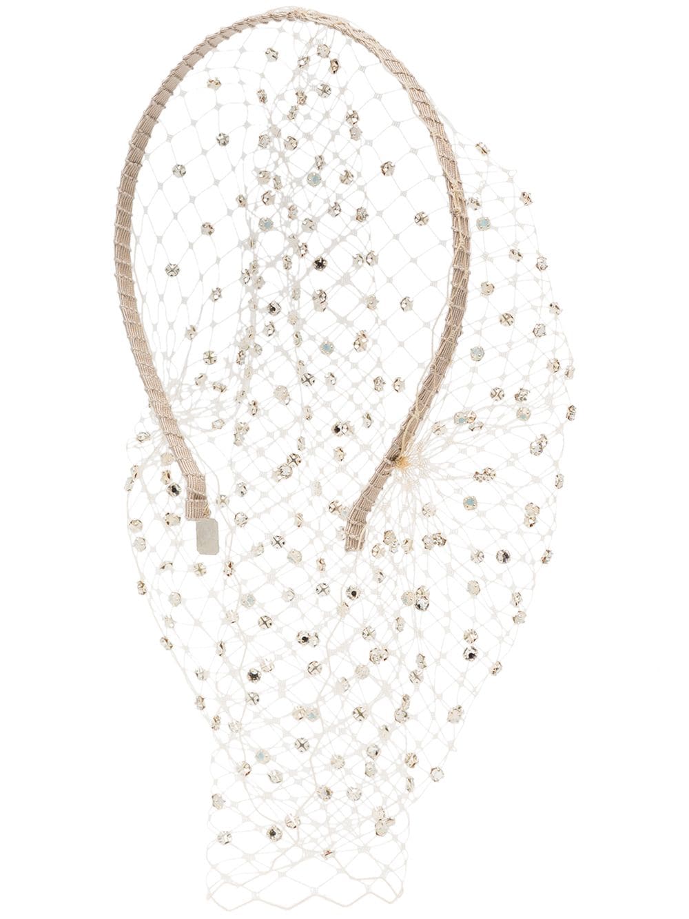 Gigi Burris Millinery ободок с кристаллами и вуалью