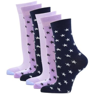 Носки женские повседневные с рисунком HOSIERY 75217 р 23-25 (36-39 размер ноги) сиренево-синий 6 пар